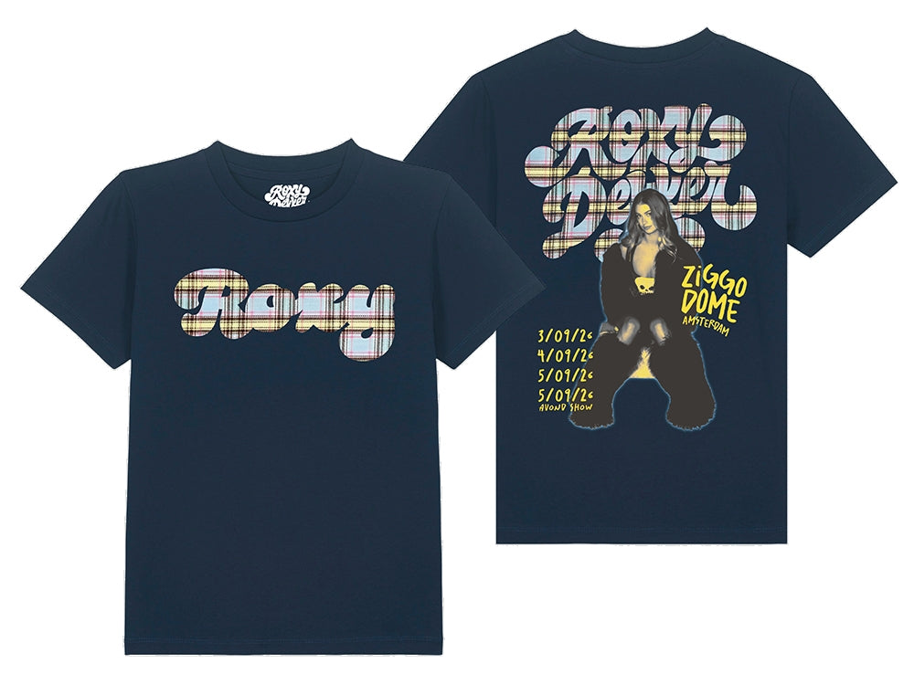 Roxy Dekker Ziggo Dome Kids' Checkered T-Shirt Petrol Blue